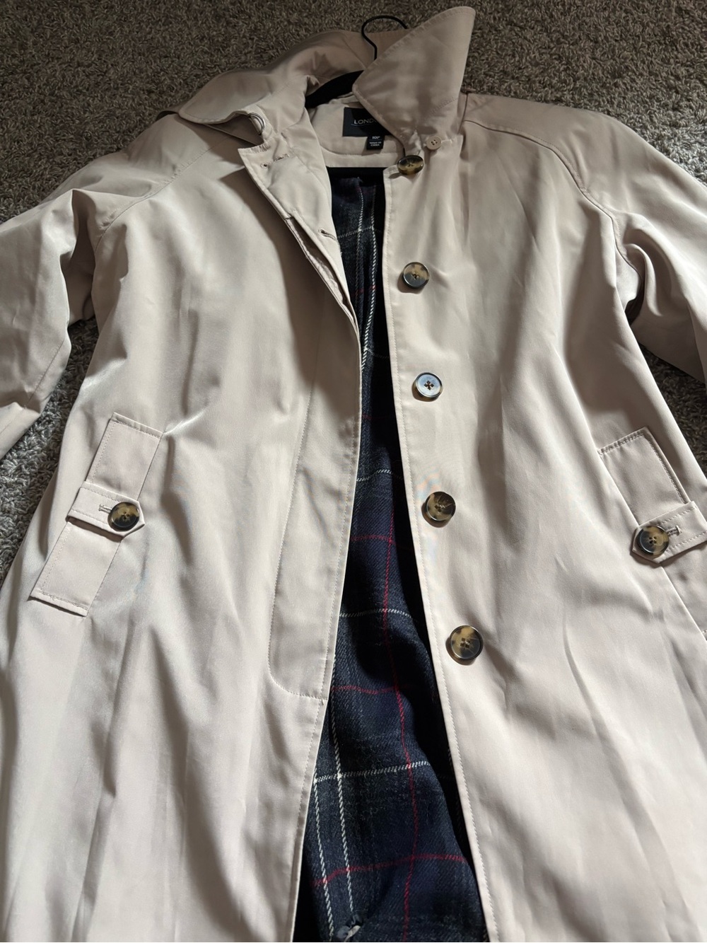 London Fog Women’s Maincoats Vintage Long Trench Coat 10P Beige Plaid Liner - Picture 7 of 8